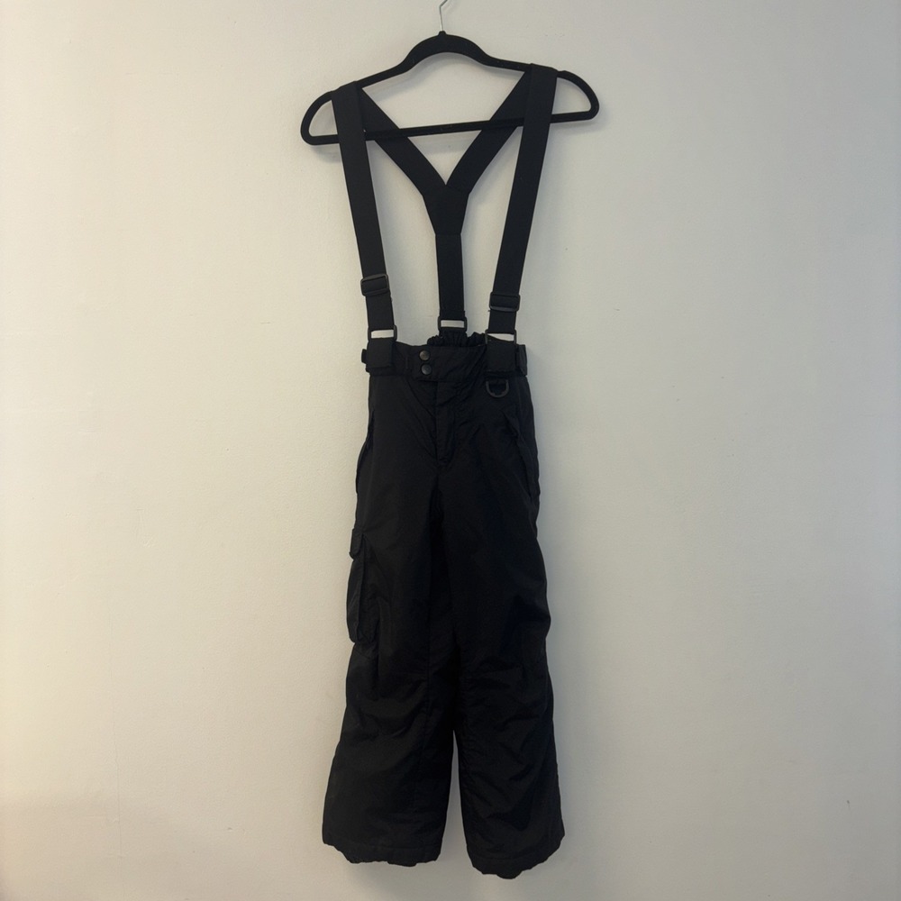 Sport Essentials Snow Pants Kids Youth Sz 8 Suspender Ski Pants Black Solid Adju